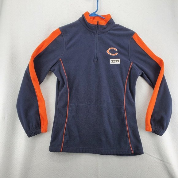 CHICAGO BEARS Sweater NFL Women's Long Sleeve 1/4 Zip Fleece Pullover Blue Med - Picture 2 of 12